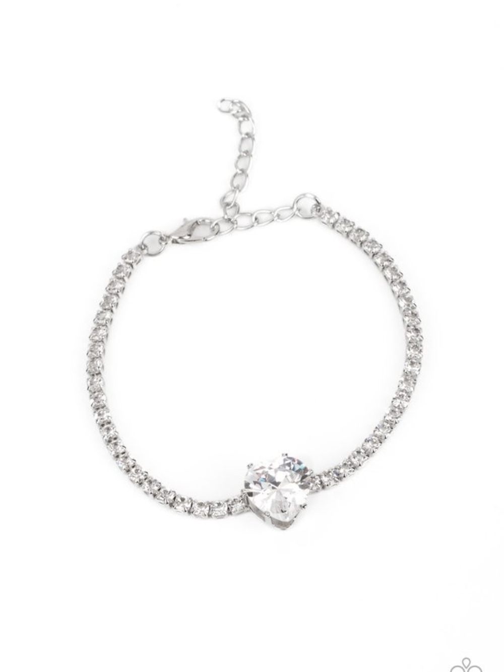 paparazzi Silver Heart Crystal Tennis Bracelet